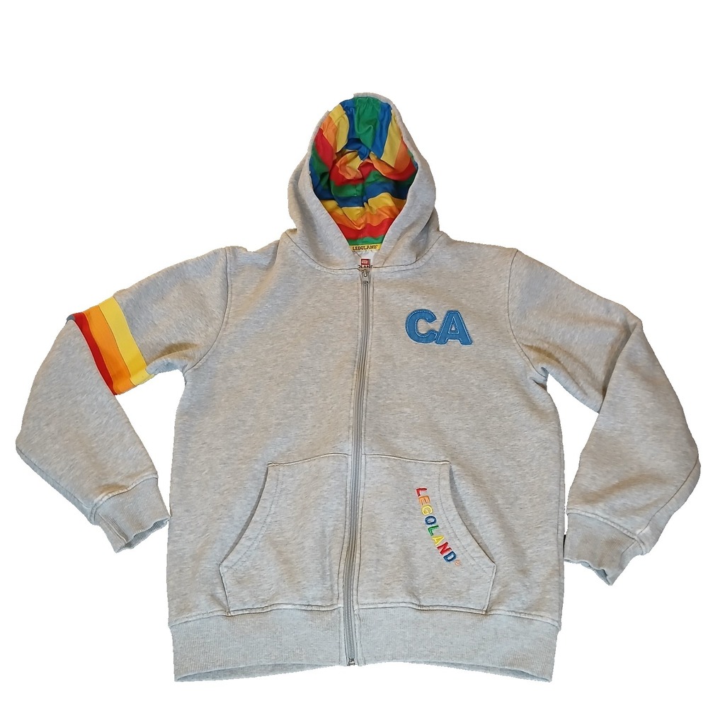 LEGOLAND California Official Rainbow Gray Zip-Up Sweater Hoodie Youth XL